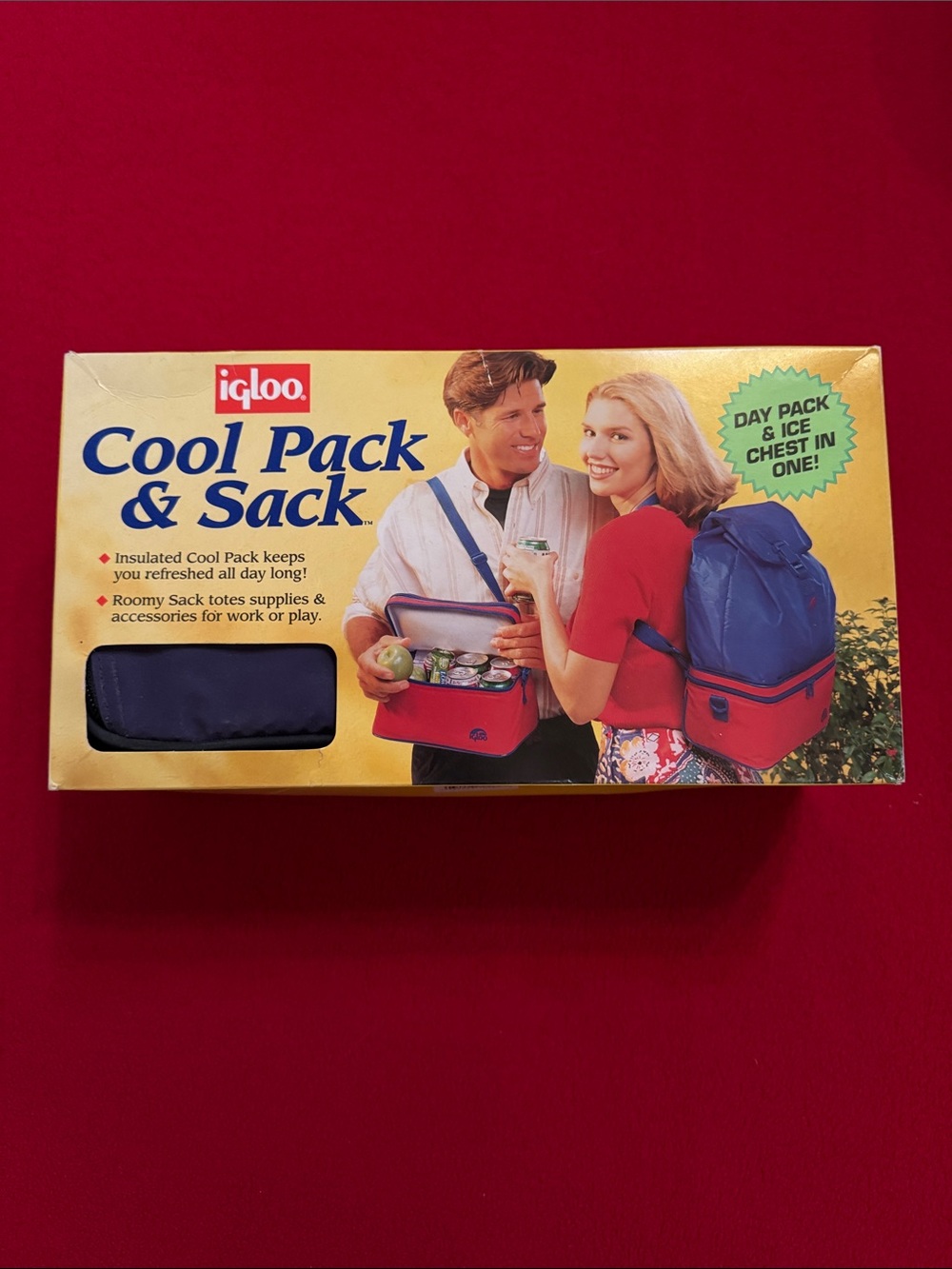 NWT Vintage Igloo Blue and Red Cool Pack & Sack Insulated Cooler Set BTS Soccer